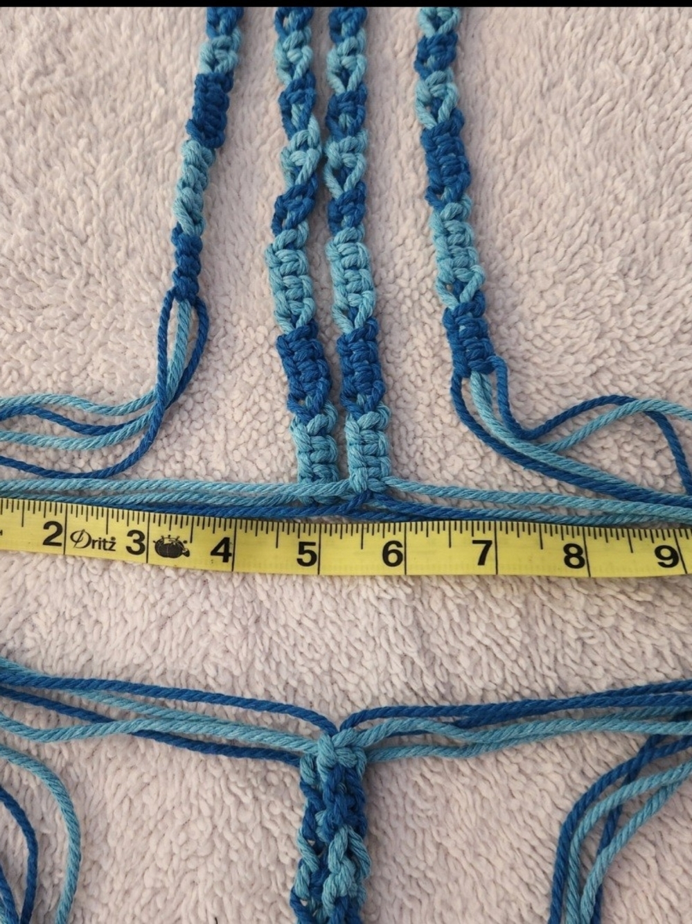 NEW! Handmade Blue & Teal Macrame Plant Hanger - Picture 4 of 6